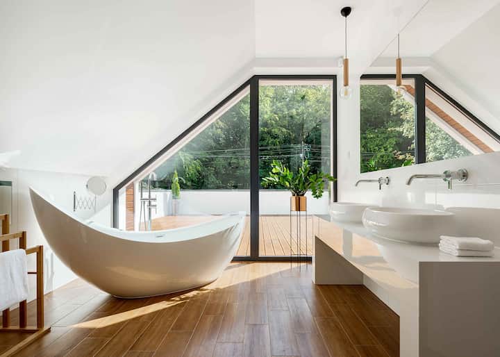 A complete bathroom remodel adds a unique vibe to a bathroom in Victorville, CA.